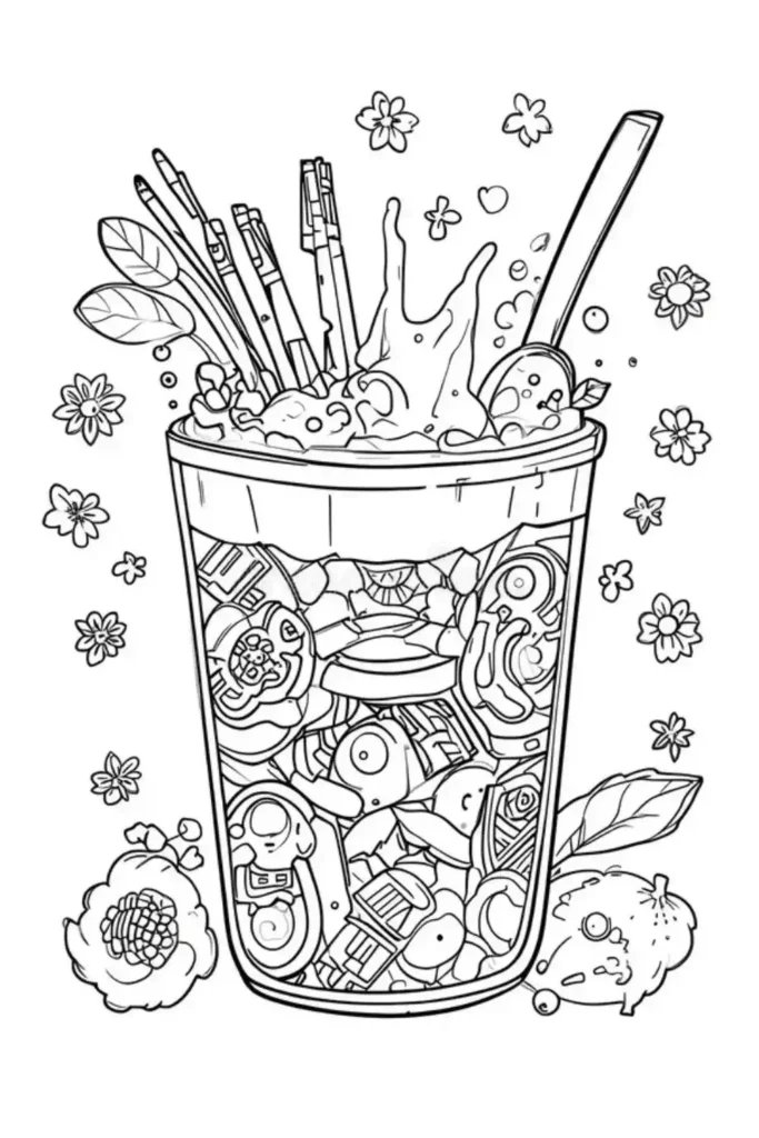 Taro Boba Mandala Coloring Pages