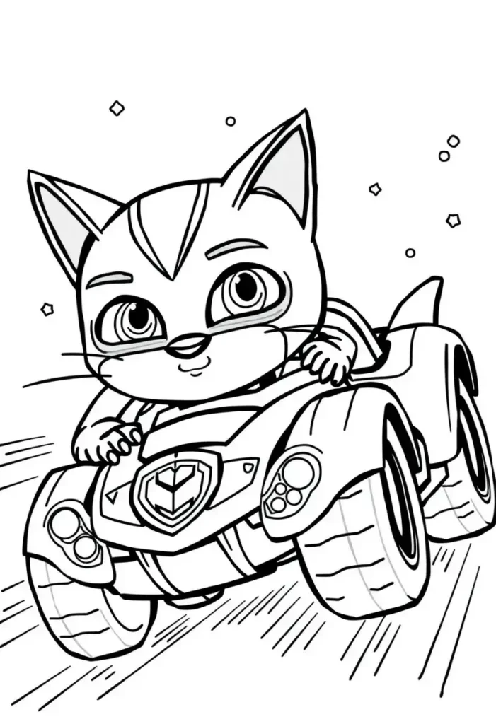 The Cat-Car in Action Coloring Pages