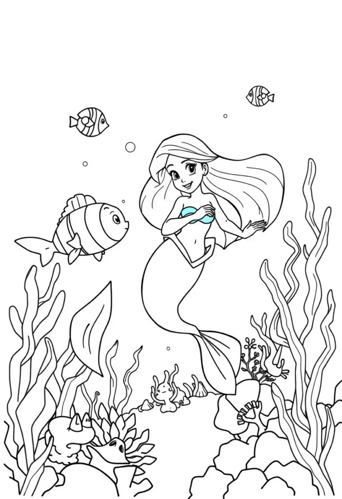 The Little Mermaid Under the Sea Coloring Pages