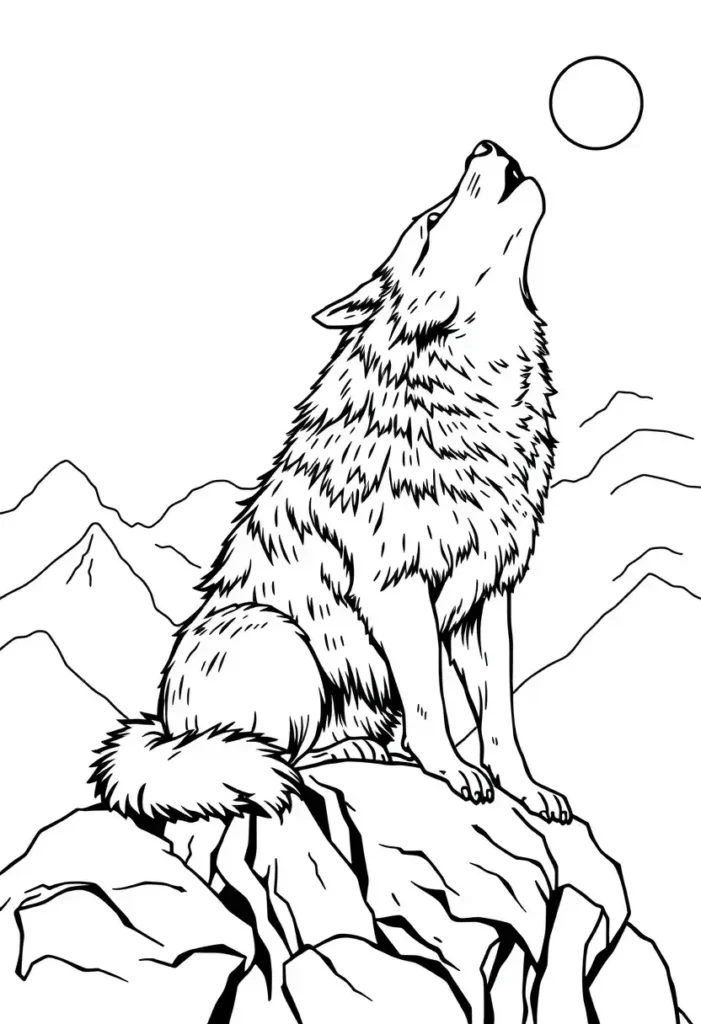 The Lone Wolf Howling Coloring Pages