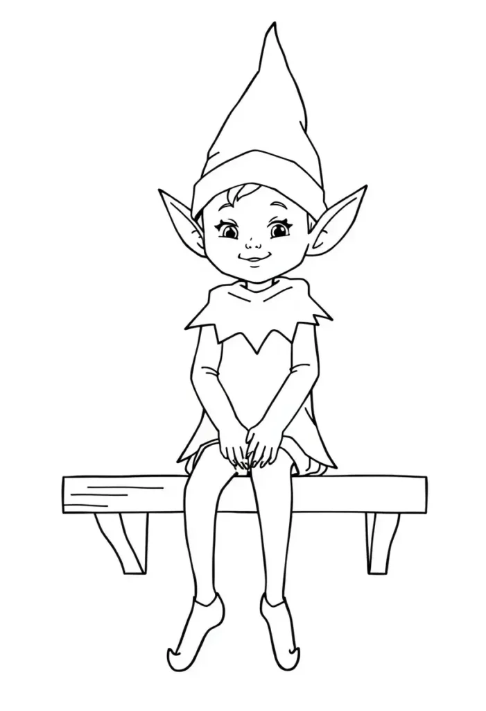 The Sitting Elf Coloring Pages