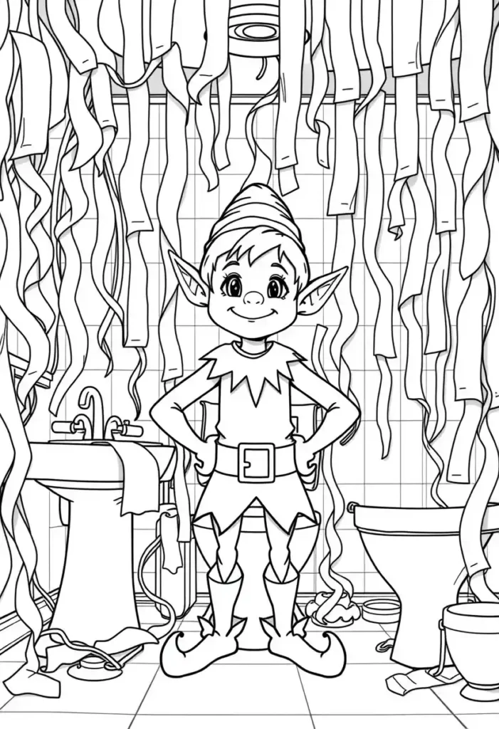 Toilet Paper Tangle Elf Coloring Pages