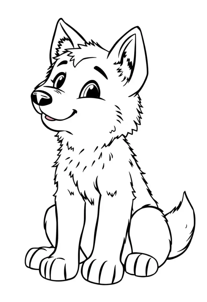 Wolf Cub Learning to Howl Coloring Pages