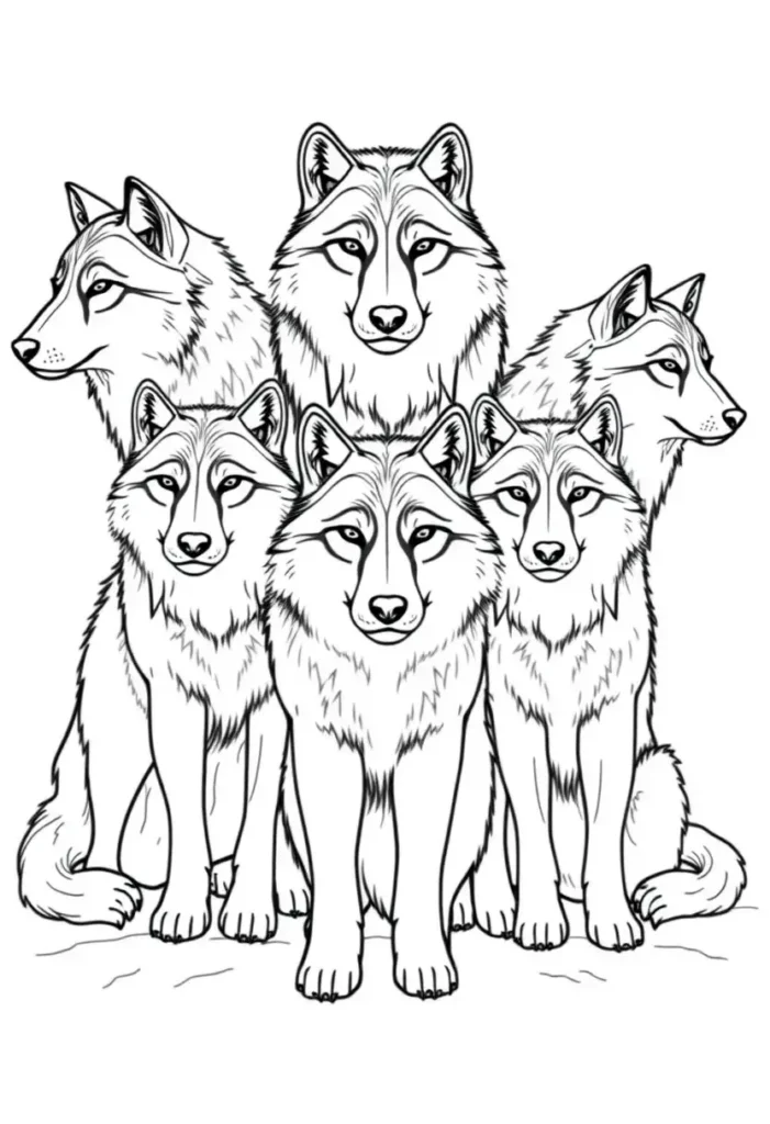 Wolf Pack Hierarchy Scene Coloring Pages
